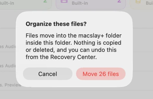 The confirmation before files move