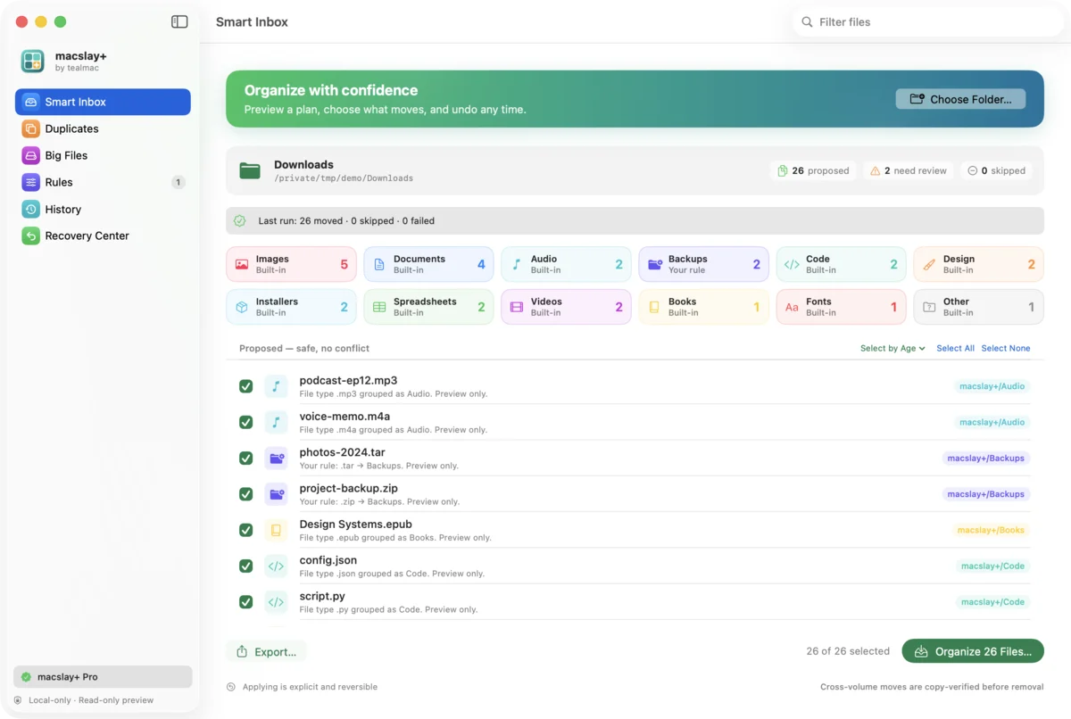 The app in the Forest theme