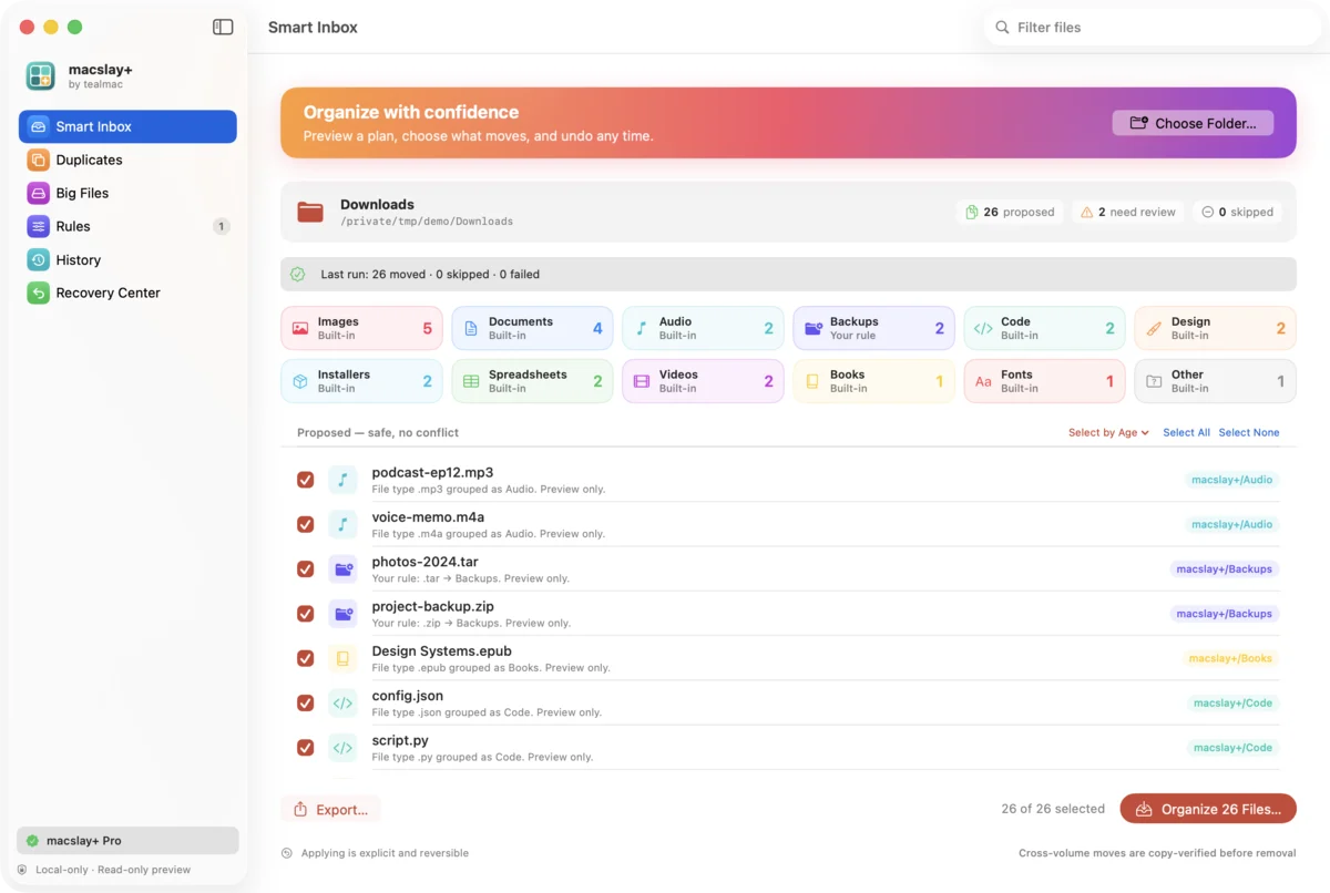 The app in the Sunset theme